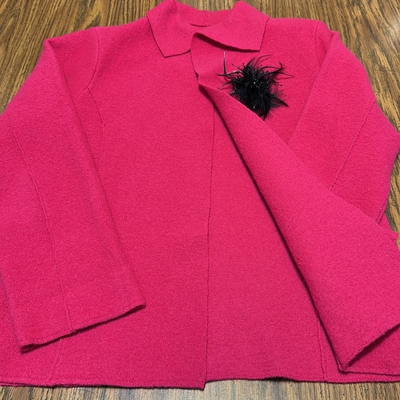 Chico’s women long sleeve Jacket Blazer Cardigan Size 0 (S) Pink Wool open front - Picture 3 of 9